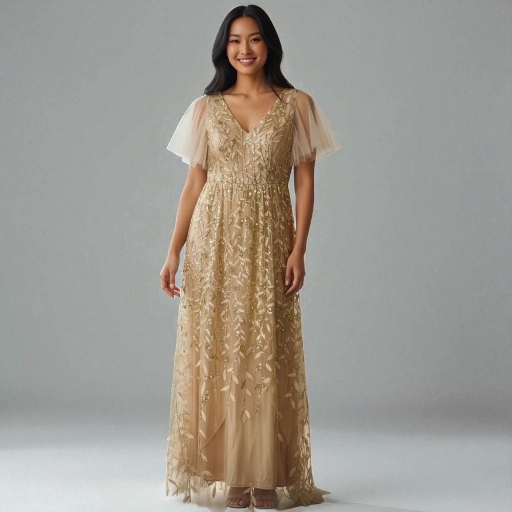 Elegant Gold Maxi Dress